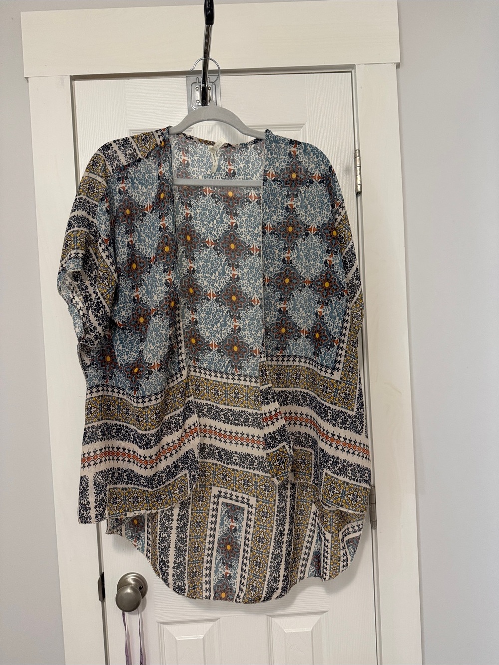 Boho Floral Patchwork Women’s open front - Blue Multi